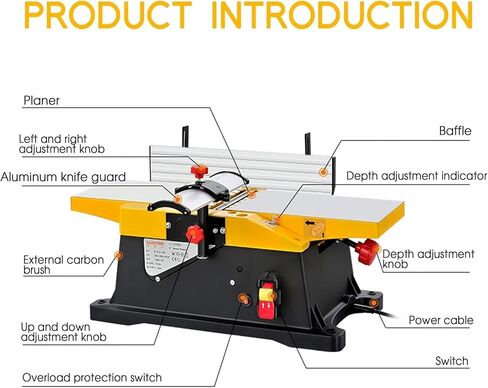 Benchtop Planer Thicknesser, Portable Electric Jointers, Speed: 12000r/min, Planing Depth: 0-3 Mm for Wood in Kuwait