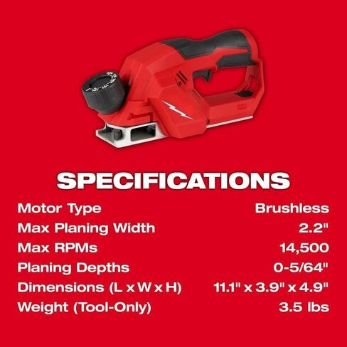 2524-20 for Milwaukee M12 2" Planer - Bare Tool | Length 10.87 in Height 4.86 in Width 3.83 in Weight 3.38 lb in Kuwait