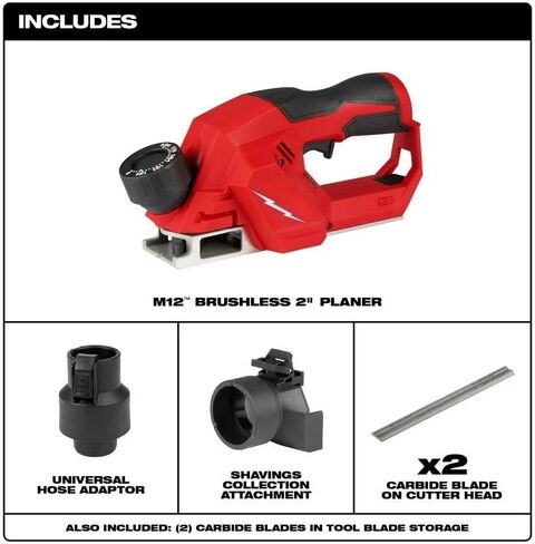 2524-20 for Milwaukee M12 2-inch Compact Brushless Planer - Tools Only | Length 10.87 in Weight 3.38 lb Height 4.86 in Width 3.83 in in Kuwait