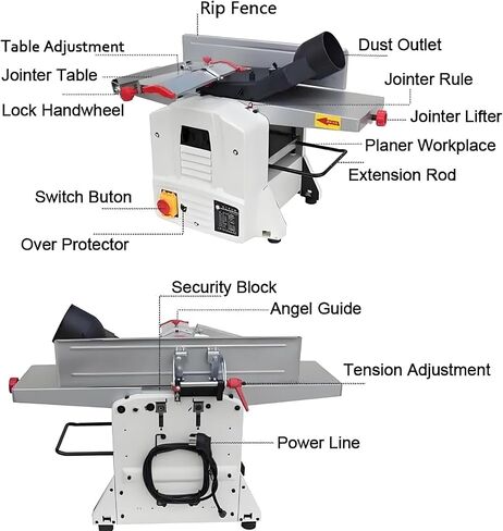 9000rpm Bench Top Wood Thickness Planer,Planer Feed Speed: 6m/min, Planes Wood Thicknesses From 5 To 120mm, for Wood and Bamboo in Kuwait