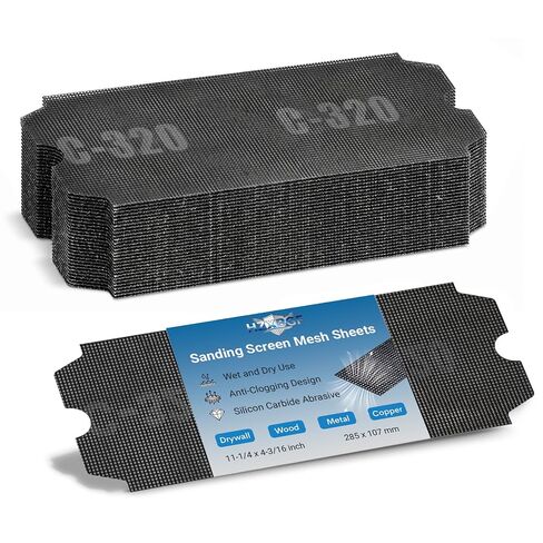 20Pcs 4-3/16"x11-1/4 Drywall Sanding Screen, 60-320 Grit Mesh Sandpaper | Silicon Carbide, Open Mesh Design, Anti-Clog, Wet & Dry Sanding, Dual-Sided Usable, Fits Hand Sanding Blocks, Wall Repairing in Kuwait