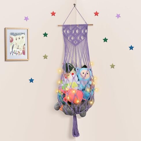 Stuffed Animal Storage Net, 68 Inch Jumbo Macrame Vertical Stuffed Animals Hammock Corner, Wall Ceiling Hanging Stuffy Hammock Plushie Holder Display for Kid Boy Girl Gift Boho Nursery Decor (Cream) in Kuwait