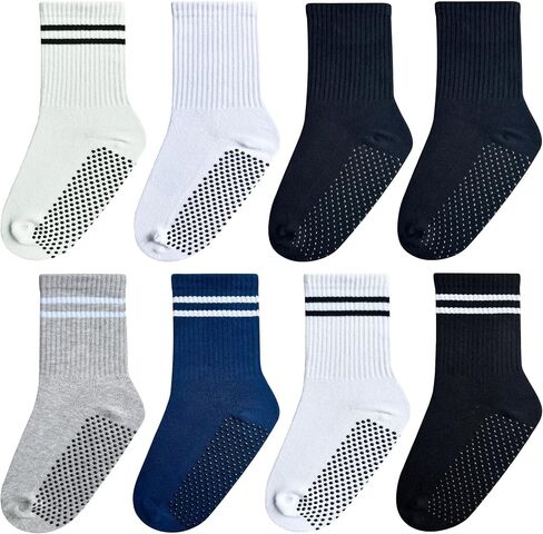 mpeter 8 Pairs Grip Socks for Toddler,Girls and Boys for 1 to 11 Years - Non Slip Baby Socks for Crawling, Walking Sports in Kuwait