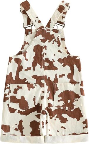 Toddler Baby Boy Girl Cowgirl Outfit Cow Print Overalls Western | Kids Boys Girls Western Clothes,Cow Pattern Shorts Overall Jumpsuit,Sleeveless Suspender Romper with Pocket in Kuwait