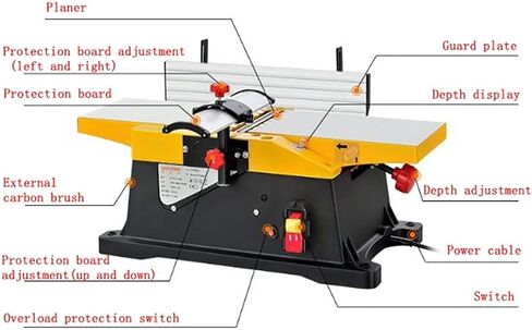 1800W Benchtop Planer, Multifunctional Desktop Woodworking Planer, Speed: 12000r/min,Workbench 580x155 Mm, for Wood in Kuwait