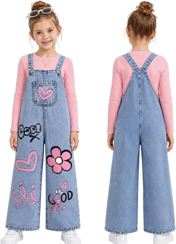 OLMRJKD Toddler Girl Fall Clothes Long Sleeve Denim Overall Jumpsuit with Top Girls Spring Outfits Set in Kuwait