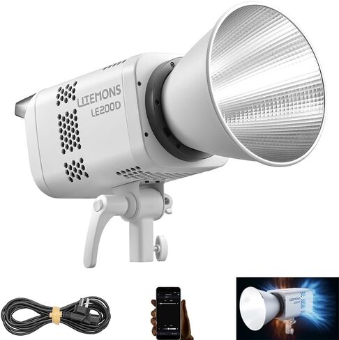 Godox LE200D 220W LED Video Light Kit, Continuous Output Lighting with 35.4''/90cm Softbox, 280cm Stand, 5600K, CRI 96+, TLCI 97+, Bluetooth/DMX Control for Studio, YouTube Filming Black-1PCS in Kuwait