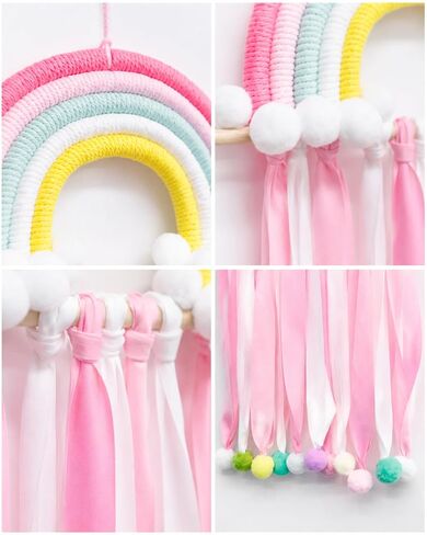 Rainbow Hair Bow Organizer, Hair Accessories Storage for Girls, Hair Clip Holder Bows Organizer for Wall Hanging Decor in Kuwait