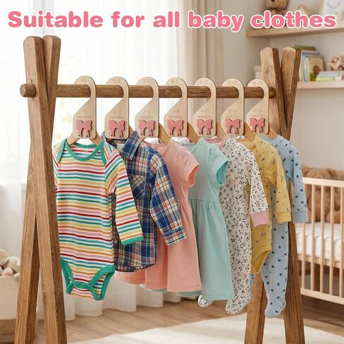 8Pcs Baby Closet Dividers - Bow Nursery Decor For Girl - Wooden Baby Clothes Size Dividers for Newborn to Toddler, Adorable Nursery Decor Hanger Dividers Easily Organize Your Little Baby Girls or Boys in Kuwait