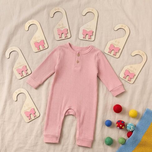 8Pcs Baby Closet Dividers - Bow Nursery Decor For Girl - Wooden Baby Clothes Size Dividers for Newborn to Toddler, Adorable Nursery Decor Hanger Dividers Easily Organize Your Little Baby Girls or Boys in Kuwait