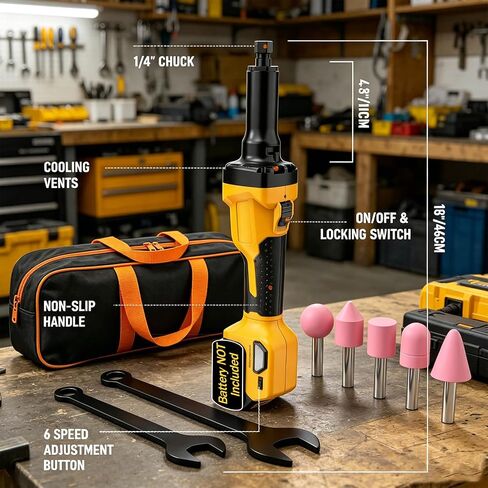 Cordless Die Grinder Compatible With Dewalt 20V MAX Battery, 26500RPM Brushless Motor with 6-Speed Control, 1/4" Collet For Metal Grinding, Wood Sanding, Weld Cleanup & Automotive Repair (NO Battery) in Kuwait