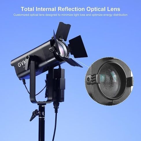 GVM 100W LED Video Light Focusing, Photography Lighting Kit Floodlight with Adjustable 15-45° Beam,30200lux@1m/2700K-6800K Continuous Lighting with Barn Doors for Product/Portrait/Video Recording in Kuwait