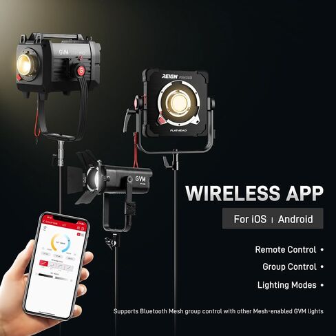 GVM 100W LED Video Light Focusing, Photography Lighting Kit Floodlight with Adjustable 15-45° Beam,30200lux@1m/2700K-6800K Continuous Lighting with Barn Doors for Product/Portrait/Video Recording in Kuwait