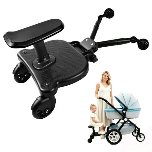 2026 New-Universal Stroller Board with Detachable Seat, 2-in-1 Sit and Stand Stroller Glider Board,360° Shock-Absorbing Swivel Wheels, 55 lbs Capacity, Fits 99% Strollers, 5-Year Warranty in Kuwait