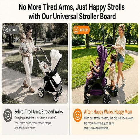 2026 New-Universal Stroller Board with Detachable Seat, 2-in-1 Sit and Stand Stroller Glider Board,360° Shock-Absorbing Swivel Wheels, 55 lbs Capacity, Fits 99% Strollers, 5-Year Warranty in Kuwait