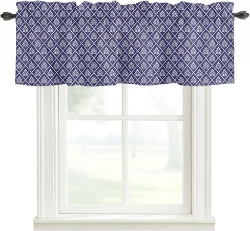 Valances Window Treatment Farmhouse Decor, Rustic Botanical Rod Pocket Valance Curtains for Living Room, Bedroom, Kitchen, Vintage Simple Geometric Pattern Purple 60" W x 18" L - 1 Panel in Kuwait