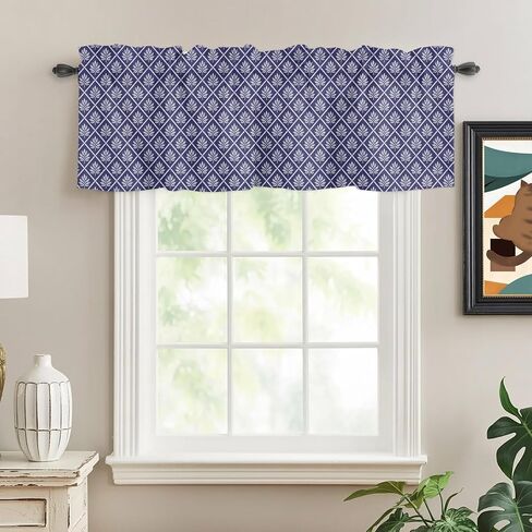 Valances Window Treatment Farmhouse Decor, Rustic Botanical Rod Pocket Valance Curtains for Living Room, Bedroom, Kitchen, Vintage Simple Geometric Pattern Purple 60" W x 18" L - 1 Panel in Kuwait