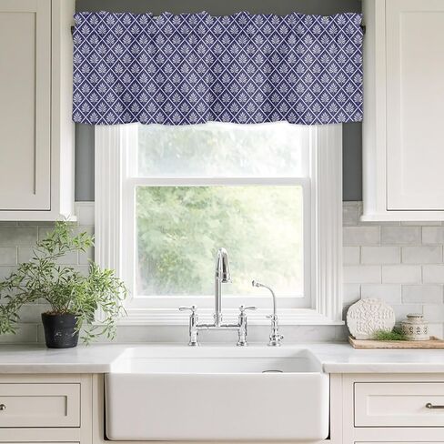 Valances Window Treatment Farmhouse Decor, Rustic Botanical Rod Pocket Valance Curtains for Living Room, Bedroom, Kitchen, Vintage Simple Geometric Pattern Purple 60" W x 18" L - 1 Panel in Kuwait