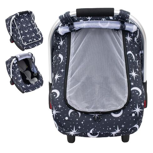 Baby Car Seat Cover with Mesh Window, Infant Carseat Canopy for Girls | 3D Air Mesh Fabric, Summer Baby Carrier Cover for Privacy, Compatible with Doona, Graco, Britax, Chicco, Evenflo Car Seat in Kuwait