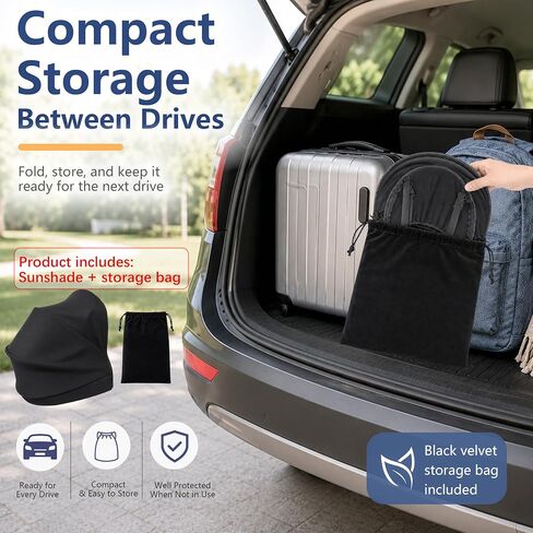 Sun Shade Extender for Car Seats with Shoulder Belt Guide Slots（Black） | For compatible infant, toddler & high-back booster seats up to 15 in; rear straps, side loops, tuckable side-bolster gaps in Kuwait