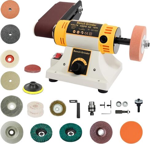 750W Jewelry Bench Polisher and Buffer Machine with Drill Chuck, Variable Speed Belt Sander & Rock Polisher, Professional Bench Grinder for Metal, Wood, Jade, Knives and Jewelry Crafting in Kuwait