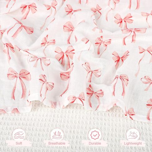 Muslin Baby Car Seat Cover, Summer Carseat Cover for Baby Girl, Breathable Baby Car Seat Canopy, Pink Bow in Kuwait