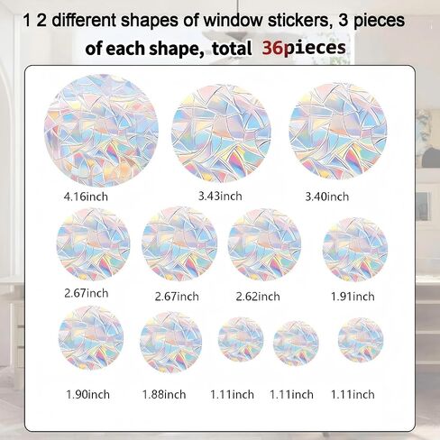 36 pcs of Circular Anti Bird Collision Window Stickers, Rainbow Stickers, Window Stickers, Bird and Window Protection Stickers, Glass Door Safety Stickers in Kuwait