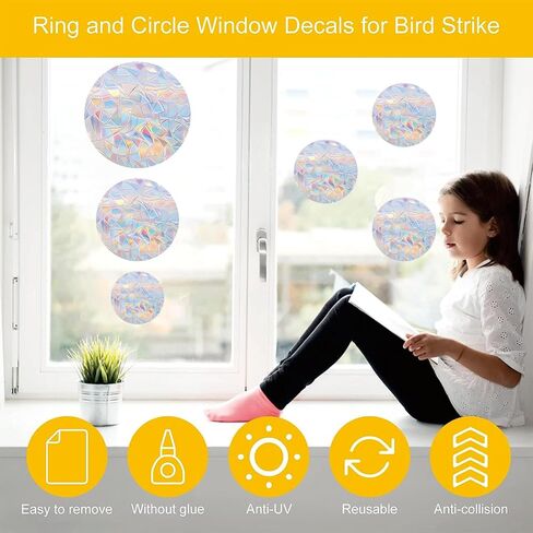 36 pcs of Circular Anti Bird Collision Window Stickers, Rainbow Stickers, Window Stickers, Bird and Window Protection Stickers, Glass Door Safety Stickers in Kuwait