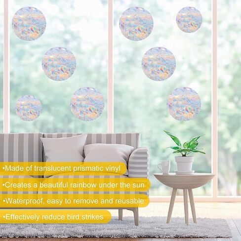 36 pcs of Circular Anti Bird Collision Window Stickers, Rainbow Stickers, Window Stickers, Bird and Window Protection Stickers, Glass Door Safety Stickers in Kuwait