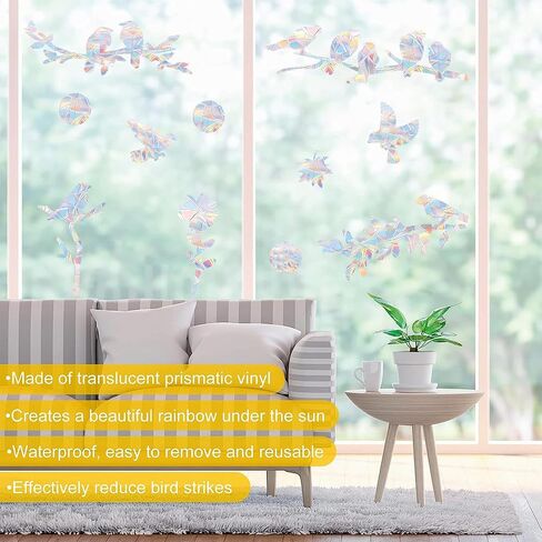 33 PCS Bird Window Strike Prevention Decals, Anti-Collision Window Stickers, Window Clings for Birds, Bird Decals to Prevent Birds from Hitting Windows, Glass Door Bird Safety Stickers in Kuwait