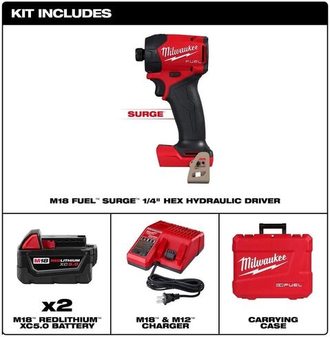 Milwaukee 2761-22 M18 FUEL SURGE 1/4" Hex Hydraulic Impact Driver 5.0Ah Kit in Kuwait