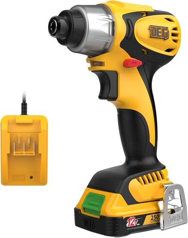 12V Cordless Impact Driver Kit, DEGLASERS 1/4-inch Hex,4 Speed Brushless Impact Drill/Driver Set with LED Light, Battery and Charger Included in Kuwait