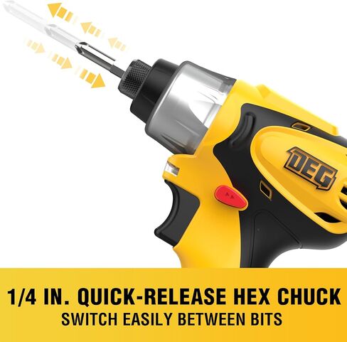 12V Cordless Impact Driver Kit, DEGLASERS 1/4-inch Hex,4 Speed Brushless Impact Drill/Driver Set with LED Light, Battery and Charger Included in Kuwait