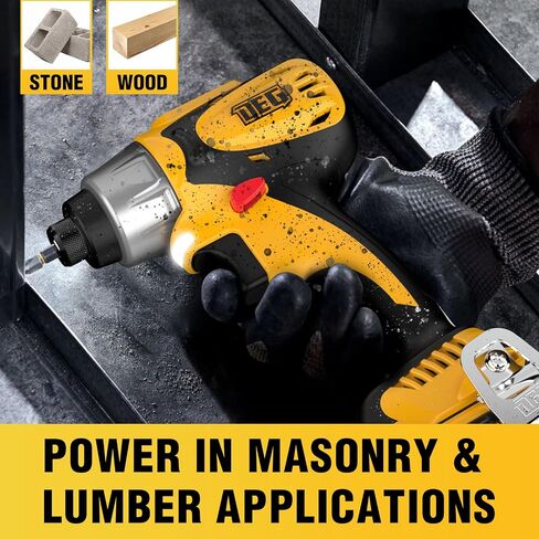 12V Cordless Impact Driver Kit, DEGLASERS 1/4-inch Hex,4 Speed Brushless Impact Drill/Driver Set with LED Light, Battery and Charger Included in Kuwait