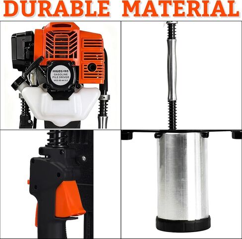 1900W 2-Stroke 52cc Gas T Post Driver with 3 Sleeves | 52cc 2-Stroke, 1900W/6500RPM, 55J Impact, 3 Sleeves (49mm, 69mm, 100mm), for Farm, Ranch, Construction in Kuwait
