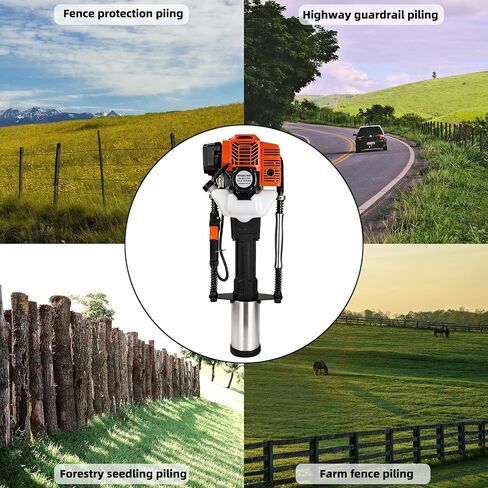 1900W 2-Stroke 52cc Gas T Post Driver with 3 Sleeves | 52cc 2-Stroke, 1900W/6500RPM, 55J Impact, 3 Sleeves (49mm, 69mm, 100mm), for Farm, Ranch, Construction in Kuwait