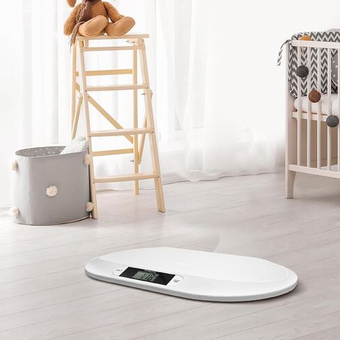 Baby Scale 44lbs/20kg, Digital Infant Scale with High Precision Strain Gauge, Tare Function and LCD Display, Ergonomic Design for Newborn Toddler, Auto Shut Off, Kg/Lbs/St Units, White in Kuwait