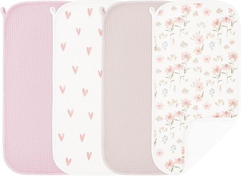 Susurration Muslin Burp Cloths, Soft Baby Burping Cloths for Unisex Boys and Girls, Newborn Essentials Large Extra Absorbent Washcloths, 20x10in, 4 Pack in Kuwait