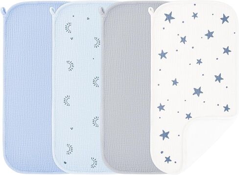 Susurration Muslin Burp Cloths, Soft Baby Burping Cloths for Unisex Boys and Girls, Newborn Essentials Large Extra Absorbent Washcloths, 20x10in, 4 Pack in Kuwait