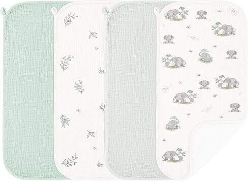 Susurration Muslin Burp Cloths, Soft Baby Burping Cloths for Unisex Boys and Girls, Newborn Essentials Large Extra Absorbent Washcloths, 20x10in, 4 Pack in Kuwait