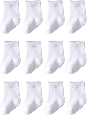 Marchare Baby Crew Socks Baby Cotton Socks 12-Pack Newborn Baby Sock 0-3/3-6 Months for Infant Baby Boys Girls in Kuwait