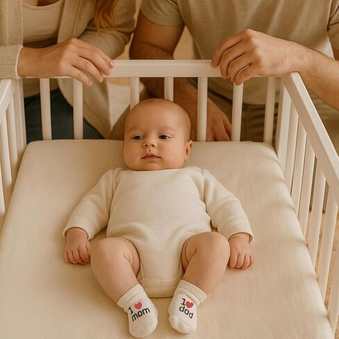 bistyle Baby Socks 0-3 Months, Cotton Baby Socks 0-3 Months Sock with Saying I Love You Dad & Mom Newborn in Kuwait