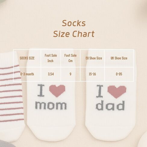 bistyle Baby Socks 0-3 Months, Cotton Baby Socks 0-3 Months Sock with Saying I Love You Dad & Mom Newborn in Kuwait