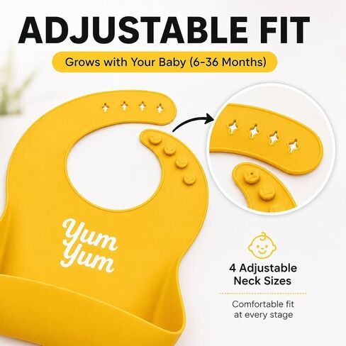 Baby Silicone Bibs 3 Pack, Waterproof BPA-Free Bib for Babies and Toddlers 6-36 Months, Food Catcher Pocket, Adjustable Reusable Feeding Accessory, Easy Clean Baby Led Weaning Essential in Kuwait
