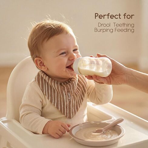 Tunnkit Muslin Baby Bibs, 10 Pack Bandana Bibs, Triangular Bibs | Extra Absorbent for Drooling & Teething, Soft Breathable Muslin Cotton, Newborn & Infant Essentials, Unisex for Boys & Girls in Kuwait