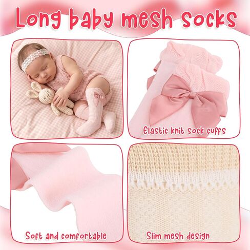 6 Pairs Long Preemie Newborn Socks Premature Baby Knee High Cotton Socks With Bow for Girls Boys Infant Toddler in Kuwait