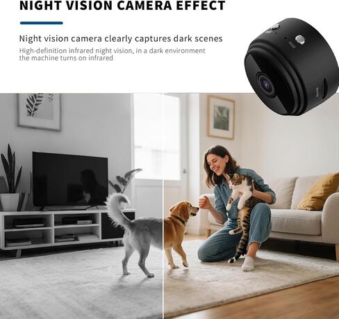 Hidden Camera Mini Spy Camera WiFi 1080P, Wireless Indoor Security Camera with Night Vision & Motion Detection, Nanny Cam for Home Baby Pet Monitor,TF Card Storage (Black) in Kuwait
