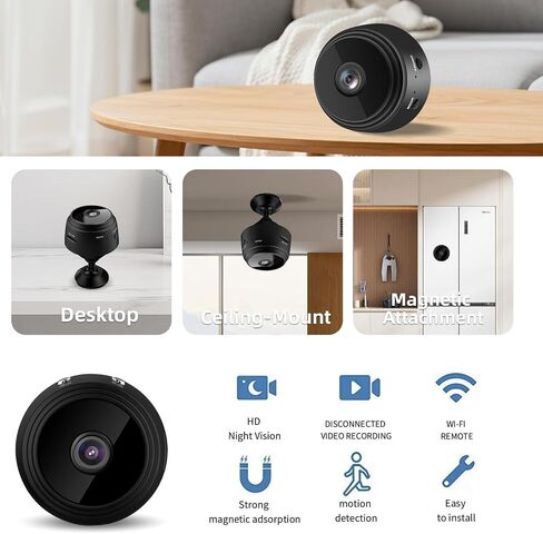Hidden Camera Mini Spy Camera WiFi 1080P, Wireless Indoor Security Camera with Night Vision & Motion Detection, Nanny Cam for Home Baby Pet Monitor,TF Card Storage (Black) in Kuwait