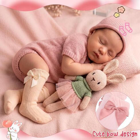 6 Pairs Long Preemie Newborn Socks Premature Baby Knee High Cotton Socks With Bow for Girls Boys Infant Toddler in Kuwait