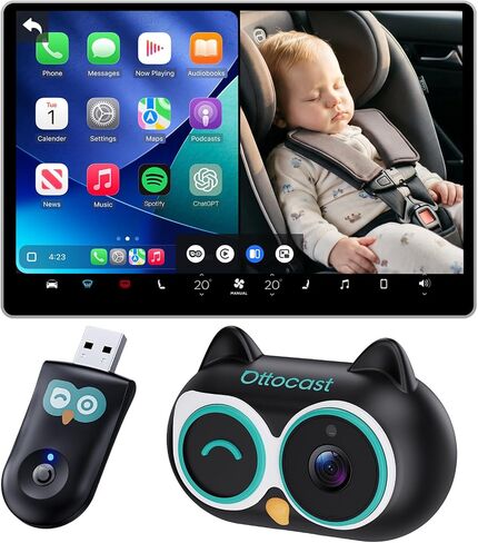 OTTOCAST Baby Car Camera with Wireless CarPlay Adapter | Uses your car’s built-in screen, no extra monitor needed Monitor Baby While Driving in Kuwait
